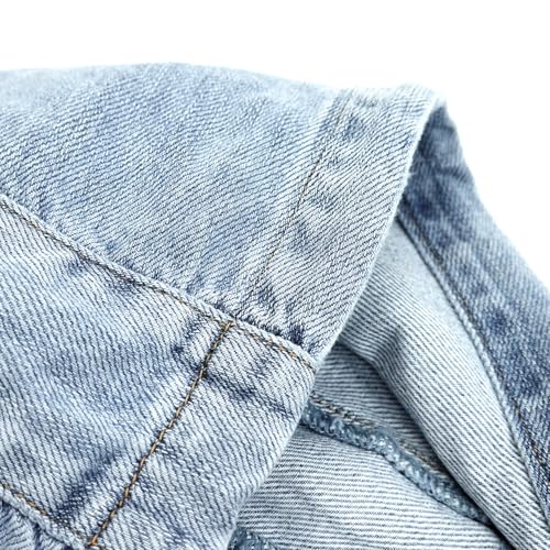 Image of KIDSCOOL SPACE Boys Denim Jacket,Little Big Kids Simple Design Hooded Jean Coat