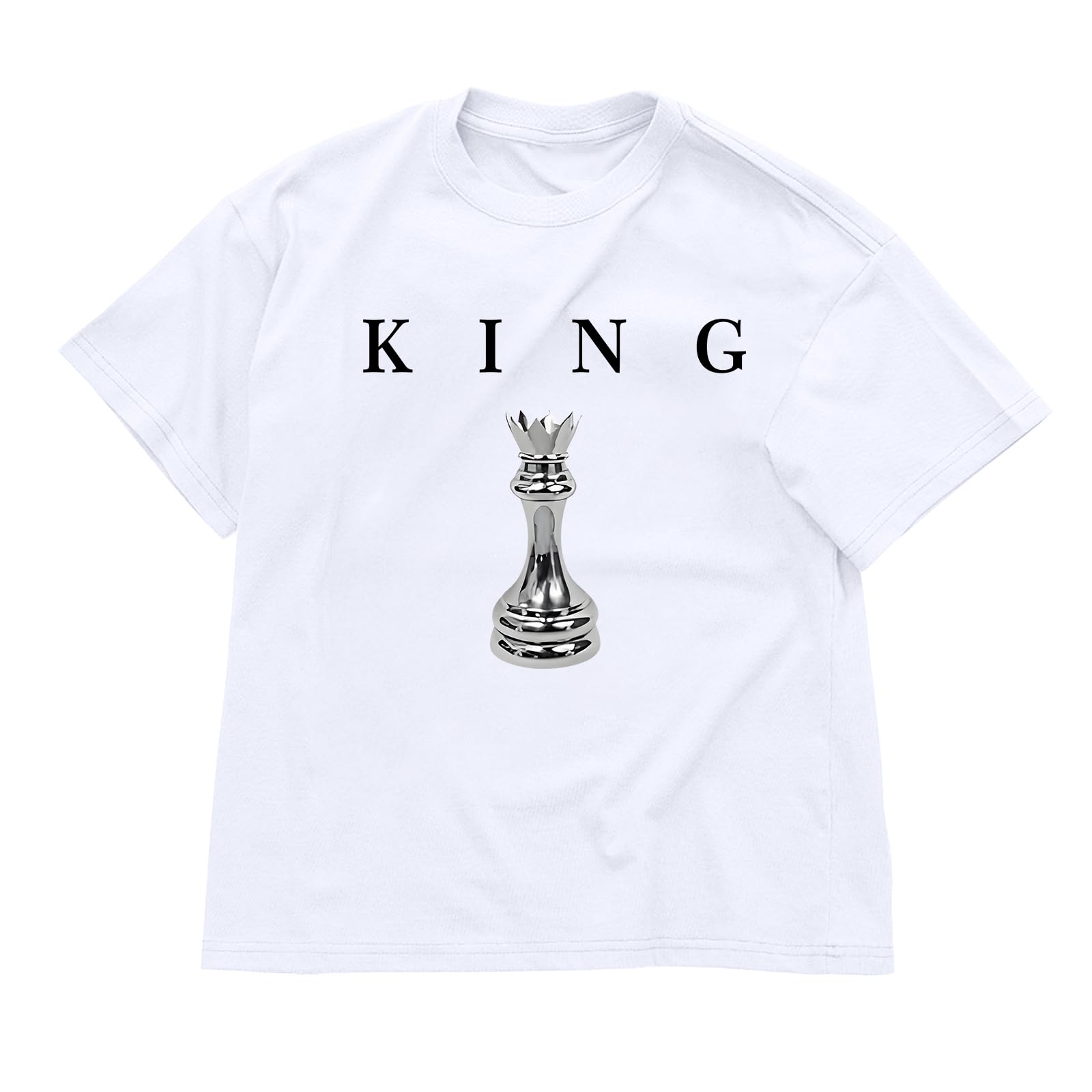 Boys Graphic Tee King Chess Printed T-Shirt Kids Cool Designer Shirts Short Sleeve Shirt Clothes for Teen Boy Trendy