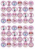 100% Essbare 48 Minnie Mouse, Essbare PREMIUM Dicke GEZUCKERTE Vanille, Reispapier Mini Cupcake Toppers, Cake Pops, Cookies für Wafer