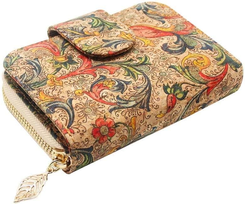 boshiho Vegan Cork Wallet, Women’s Purse Slim Zipper Design with Card Holder Coin Pocket Purse Eco-friendly Vegan Gift