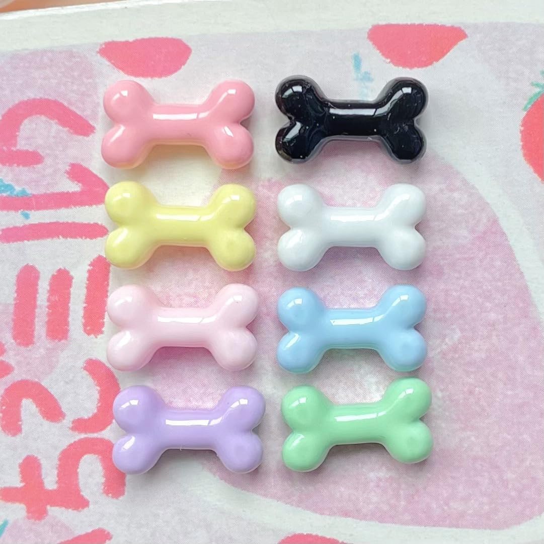 80Pcs Mini Resin Bone Charms Multicolor Flatback Bones Smooth Resin Cabochons for Nail Art, Hair Clips, Earring Making, Shoe Decoration, DIY Craft Supplies (Colorful) image 2