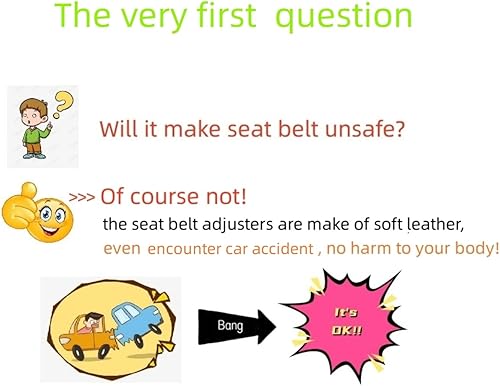Miniatura 5 de MYKOMI Clips para cinturón de seguridad, ajustador de cinturón de seguridad, cuero suave que no daña el pecho y el vientre (paquete de 2 unidades,