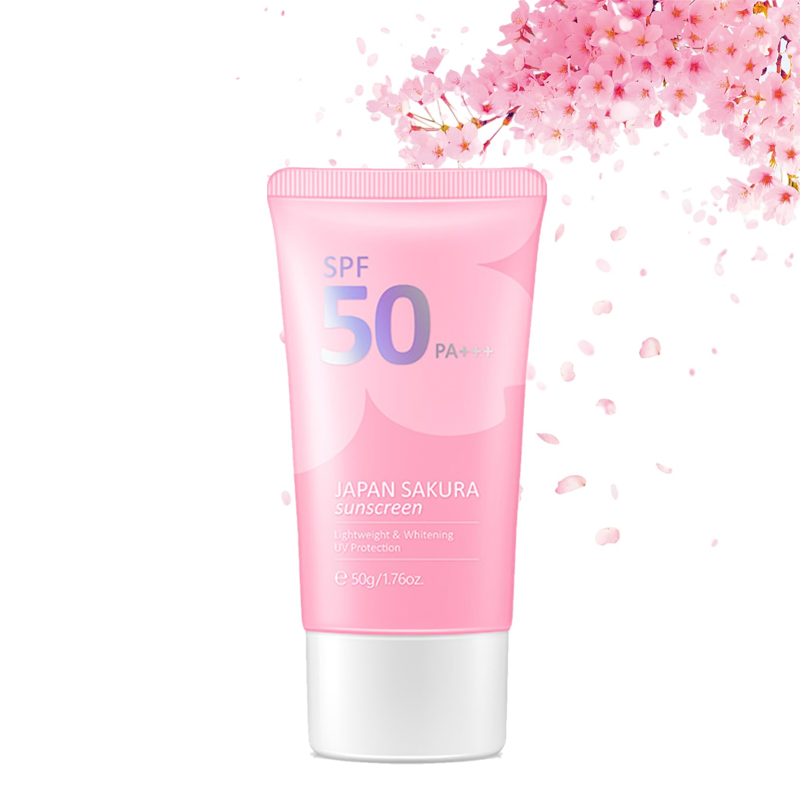 Sakura Sun Cream SPF 50, Sunscreen SPF 50 Sun Protection Over Makeup, SPF 50 Face Moisturiser Non-Greasy + Lightweight, With Hyaluronic Acid & Centella Sunscreen Against UVA & UVB,