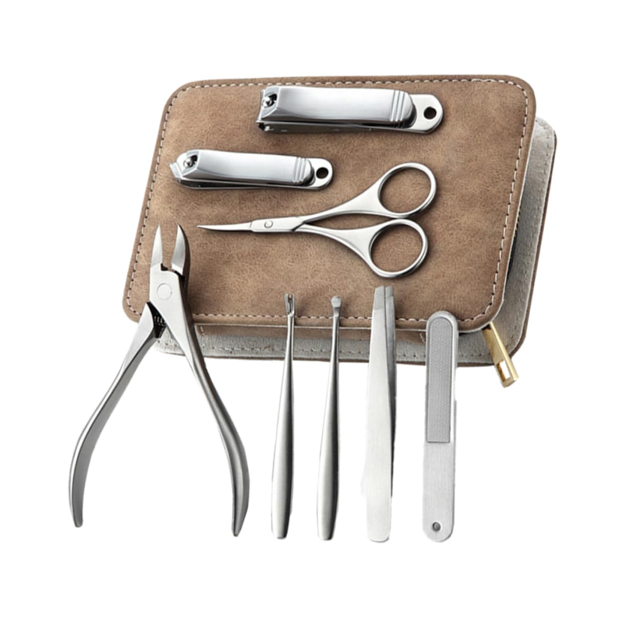 Kit Profesional de Cortaúñas de Acero Inoxidable 8 Piezas para Pedicura y Manicura en Casa Estuche de Cuero Pu y Diseño Delicado