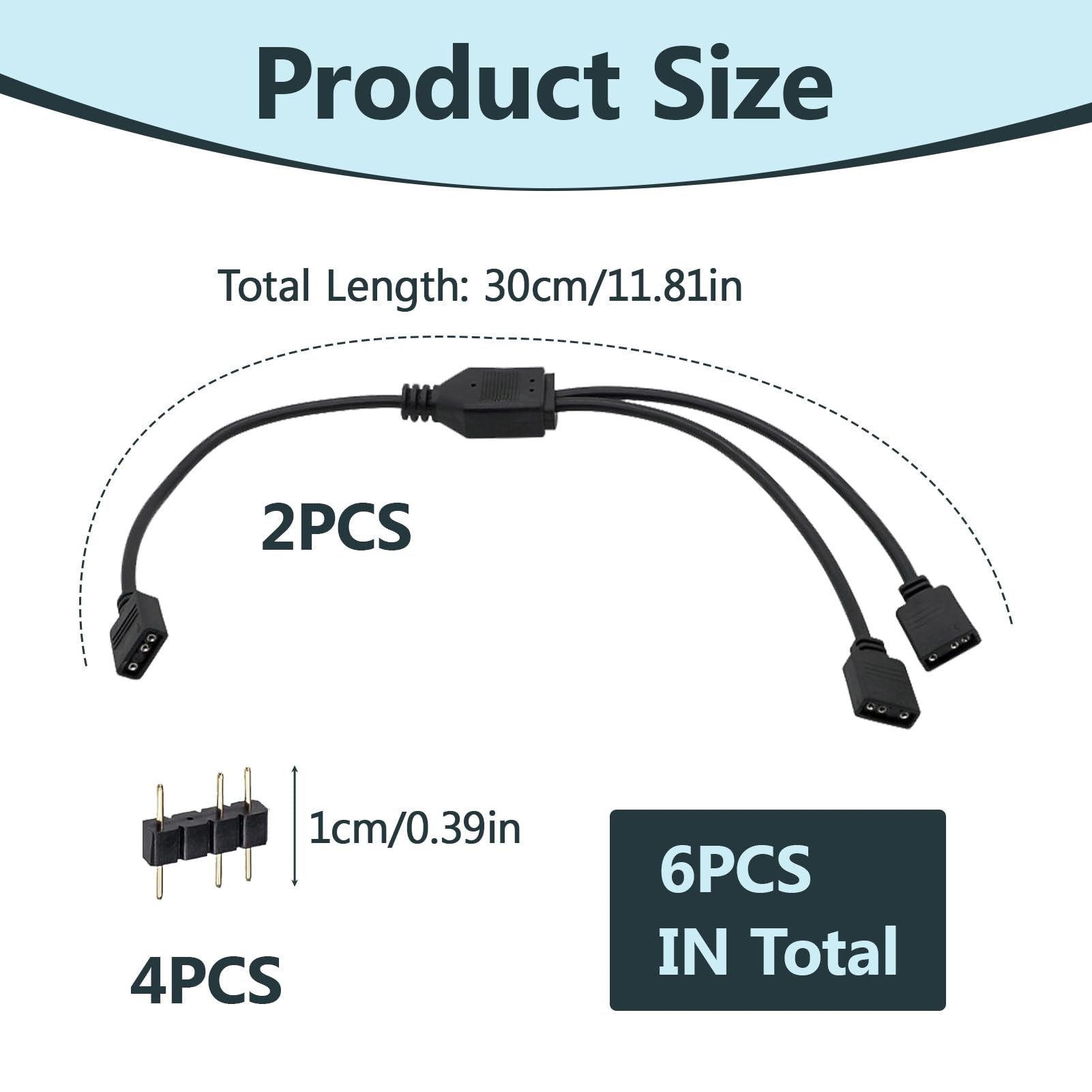 2 Câbles Répartiteurs ARGB 5V 3 Broches - Extension LED Pour PC Gamer, 30cm