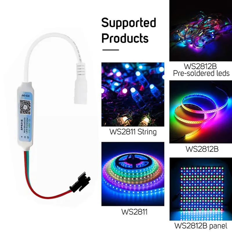 Image of SP621E Bluetooth Addressable LED Controller with Free Protective CASE WS2811 Addressable RGB LED Controller 5V 12V 24V for SK6812 WS2812 3Pin Pixel Strip Lights APP Control with Music Sync