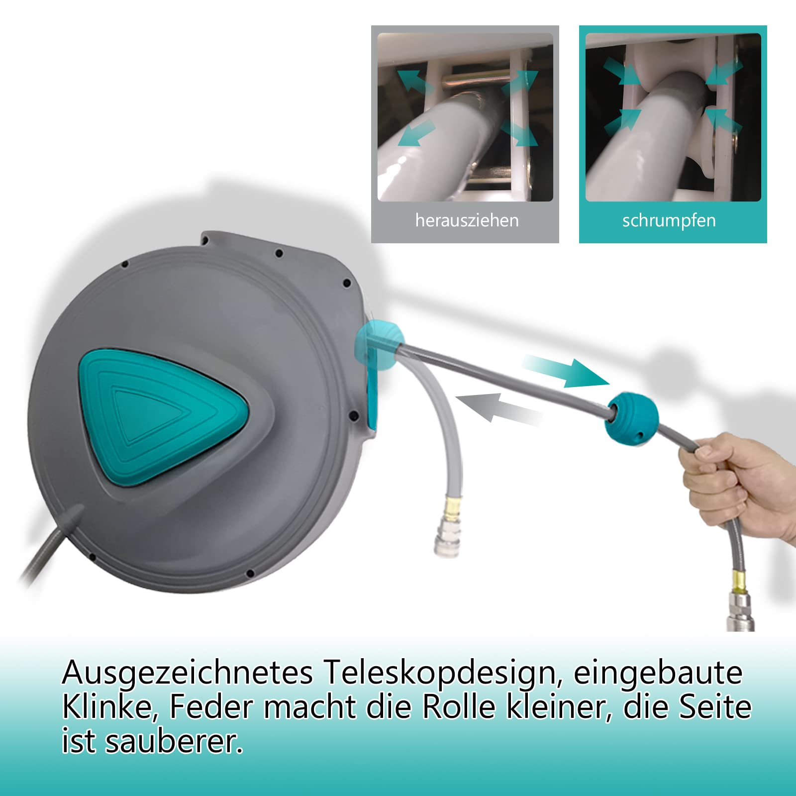 10m Druckluftschlauchtrommel 1/4" Anschluss Druckluftschlauch Aufrolle Automatisch Schlauchtrommel Wandschlauchhalter Schlauchaufroller für Auto-Werkstatt usw