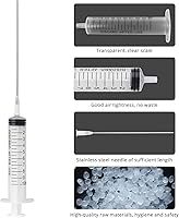 Vista 3 de TBTeek Jeringa de medición de plástico de 0.3 fl oz con aguja larga para alimentar mascotas, manualidades, separación de líquidos, medición