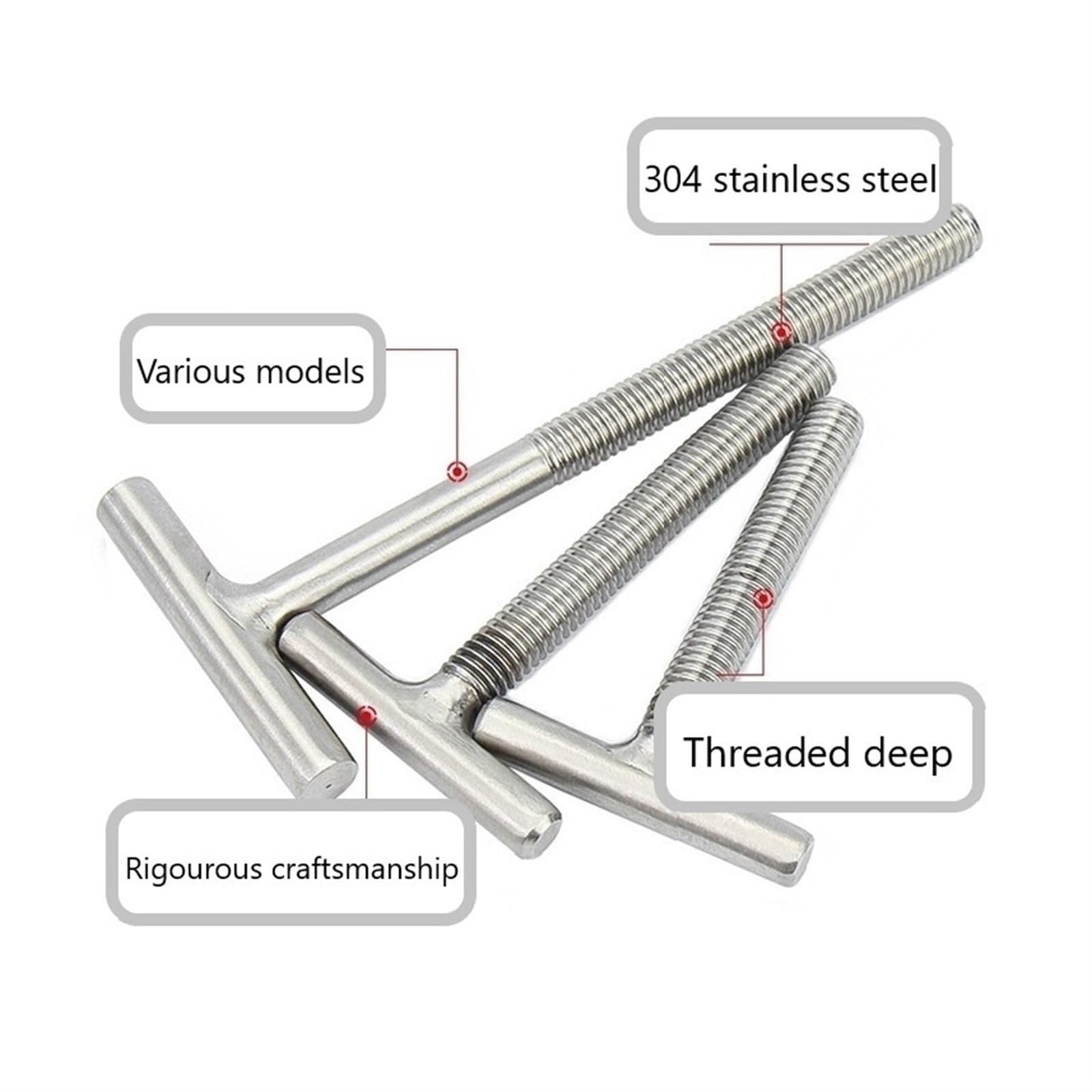 Viti a T in acciaio inossidabile 304, bullone con maniglia meccanica for asta di saldatura cilindrica da 10 pezzi for la produzione marina (Size : M16*120)