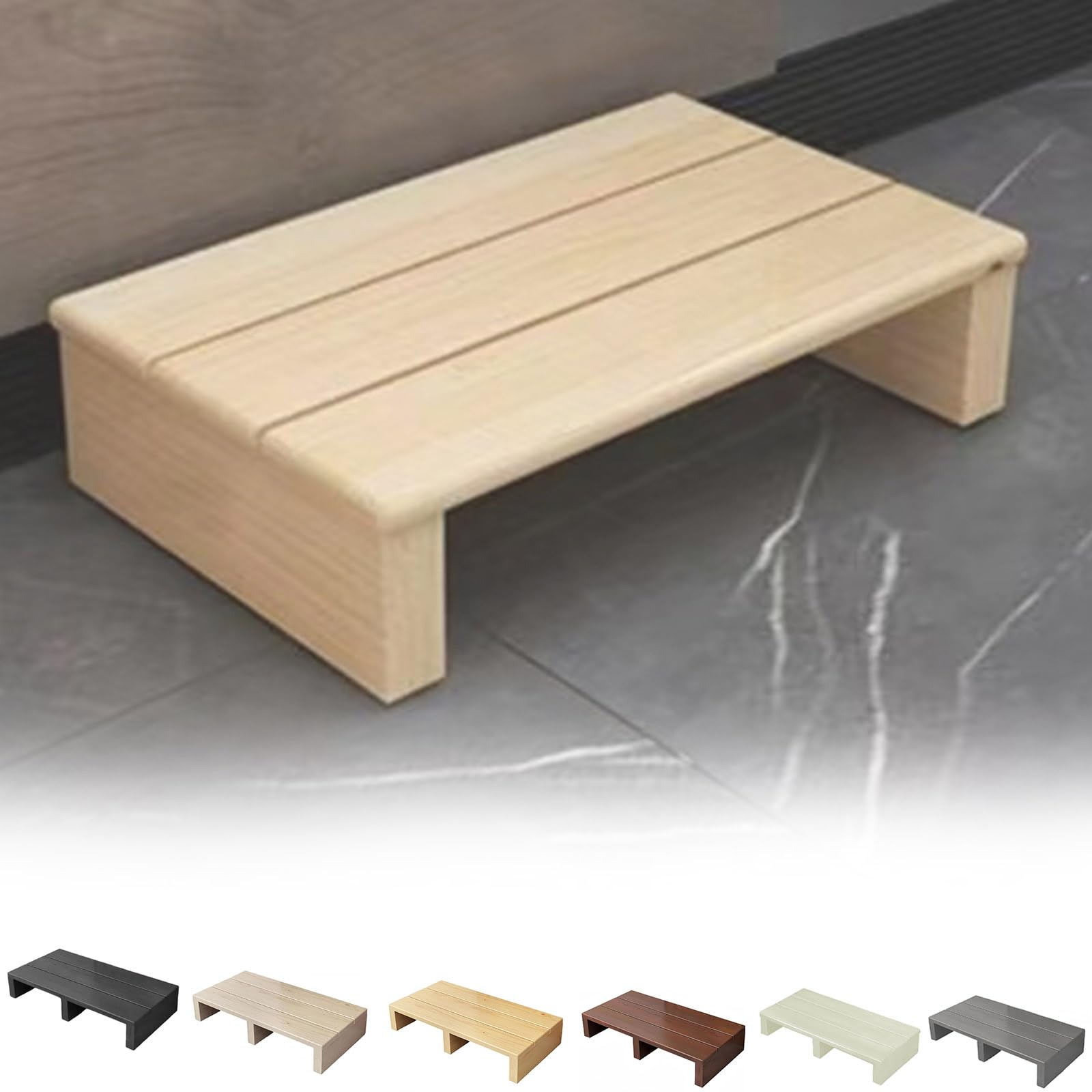 Pxkmouy Wooden Step Stool,Non-Slip Wooden Step Stool,Natural Wood Instant Height,11/15cm height,Entryway Step Stool,for bathroom,kitchen,bedside table and more,Lightweight,Durable,Anti-tipping — image 1