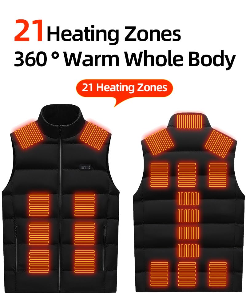 Xerial Winter Heated Vest For Men Women, Warming Electric Heated Jacket, USB Rechargeable Heating Vest Lightweight (3XL, Black)