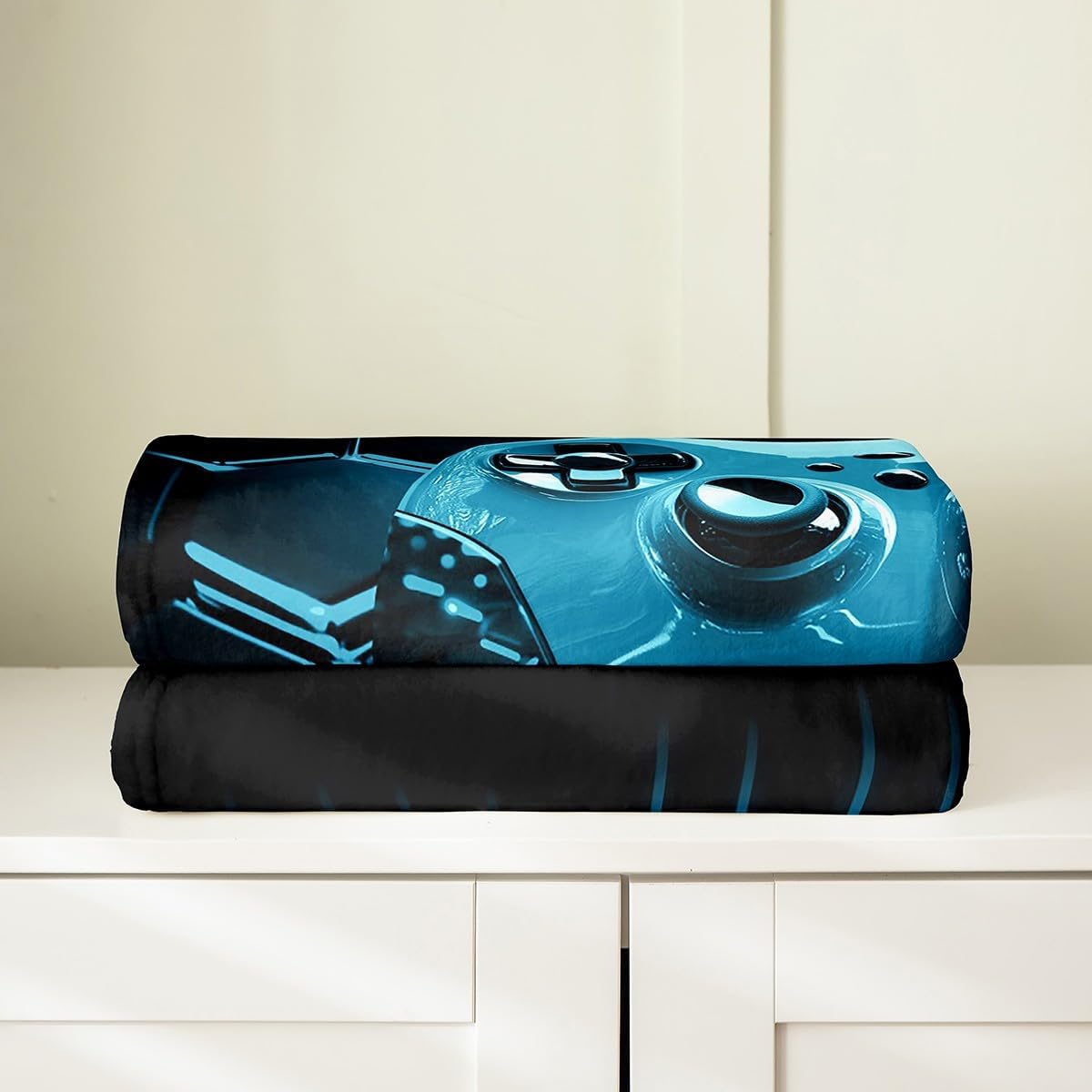 Erosebridal Gaming for Boys Blue Gamer Throw Blanket Queen 90x90,Honeycomb Gaming 3D Sherpa Blanket,Blue Geometric Flannel Blanket for Girls Kids Teen,Cool Video Game Room Decor Blanket Lightweight