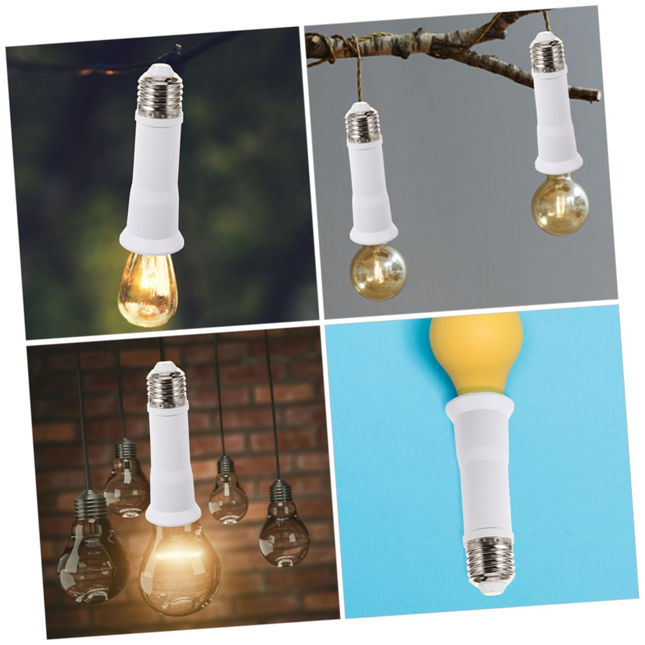 Garneck 5 Set Adattatore Per Lampada Estensore Della Presa Estensione Presa Luce Forniture Di Lampade Estensione Della Lampadina Base Leggera Portalampada Estensore Pc Bianca 4 Pezzi * 5