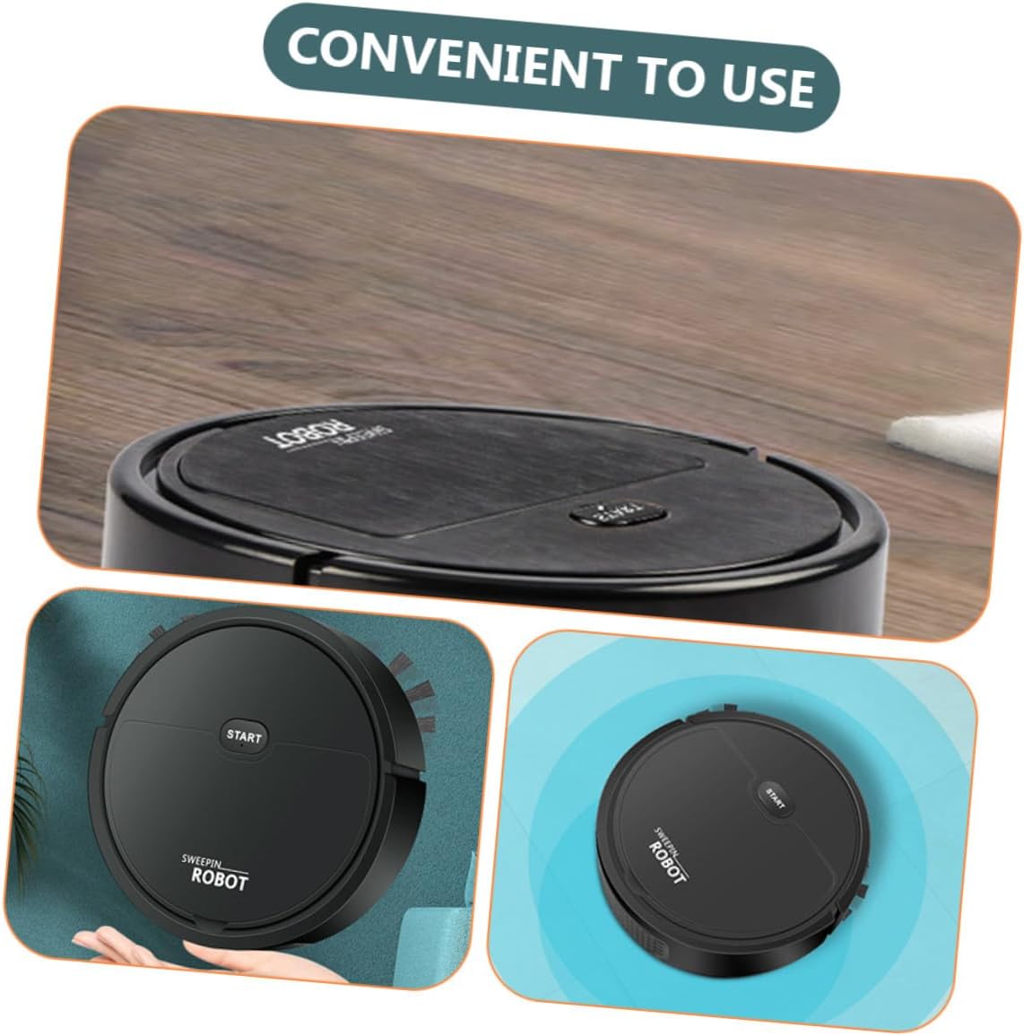 PRETYZOOM Mini Robotic Mopping Small for Small Areas Double Sided Wet Dual Use Black