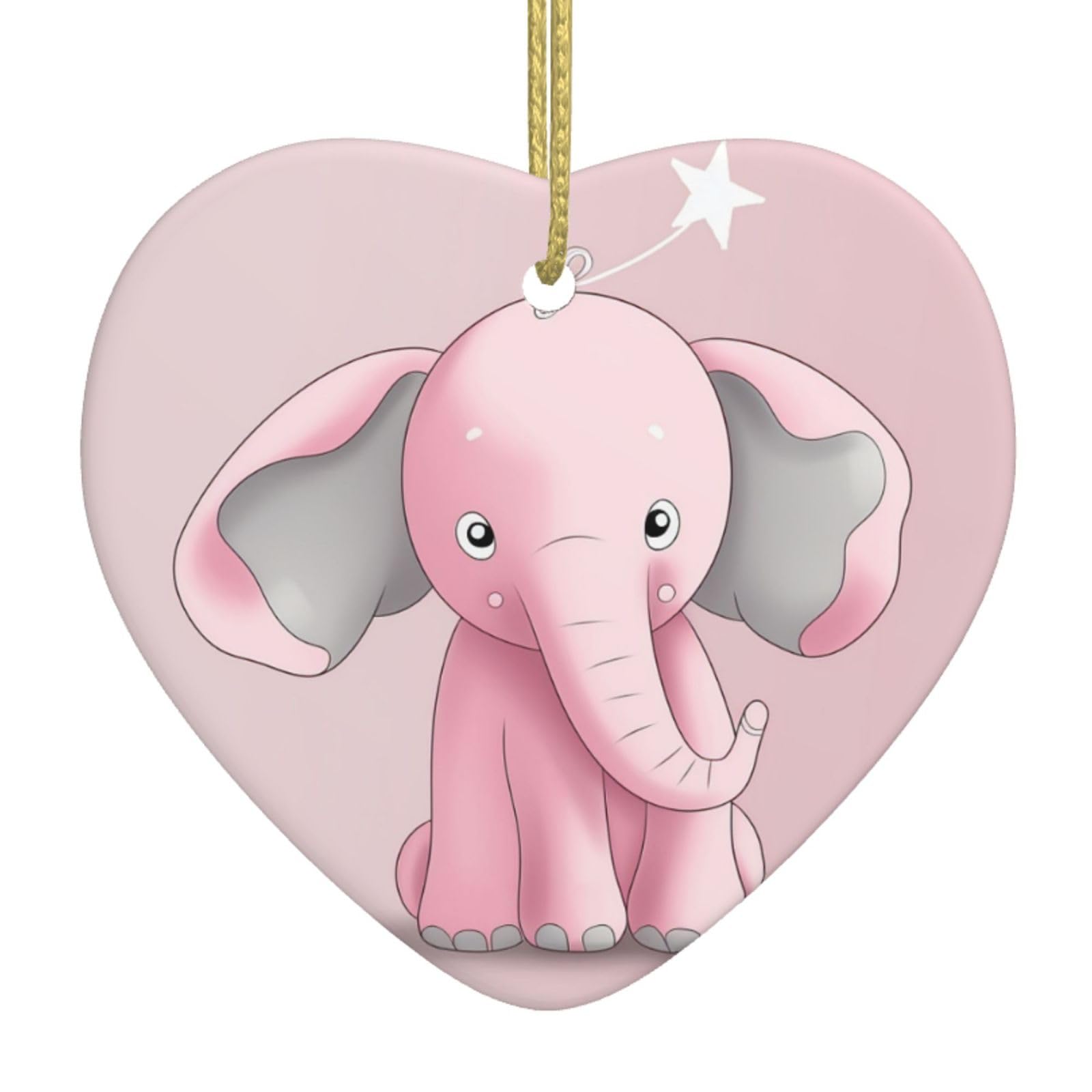 Ceramic Christmas Tree Hanging Ornaments with Gold Ropes Christmas Tree Decorations Heart Ceramic Small Elephant Pendant Keepsake Decorations for Holiday Xmas Gift Ideas