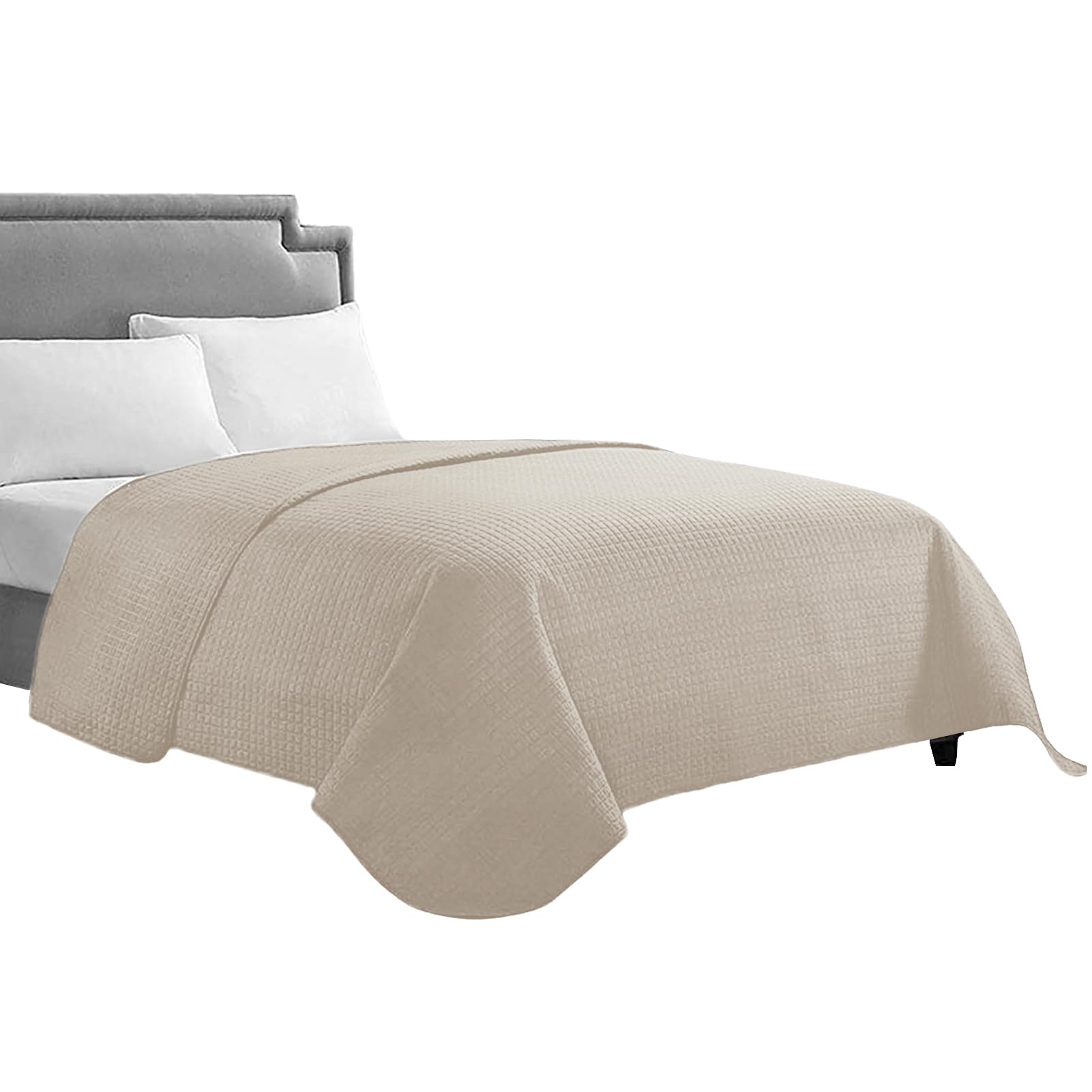 Colcha de lujo pinsonic beige HollyHOME con relieve premium para camas de matrimonio