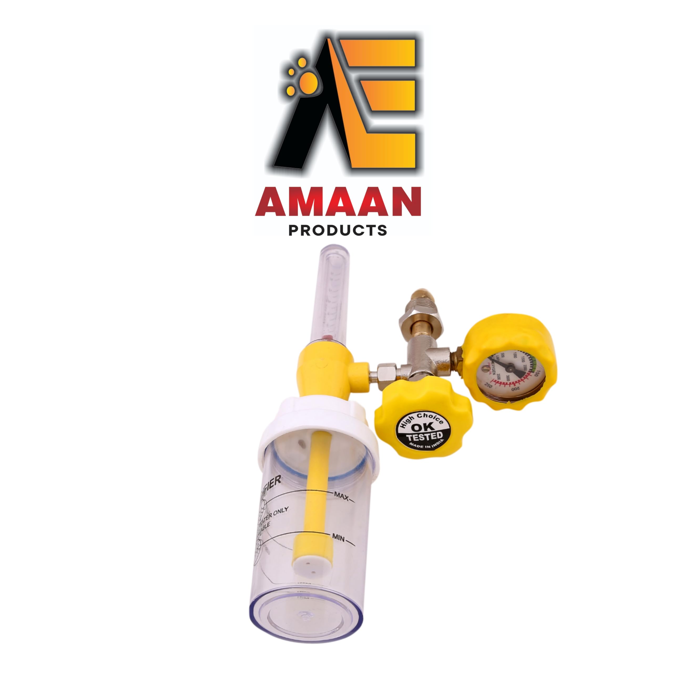Amaan Oxygen Flow Meter With Humidifier Bottle || Flowmeter For Oxygen Cylinder Humidifier Bottle o2 Regulator || Oxygen Flow Meter With Fine Adjustment Valve - Image 3 thumbnail