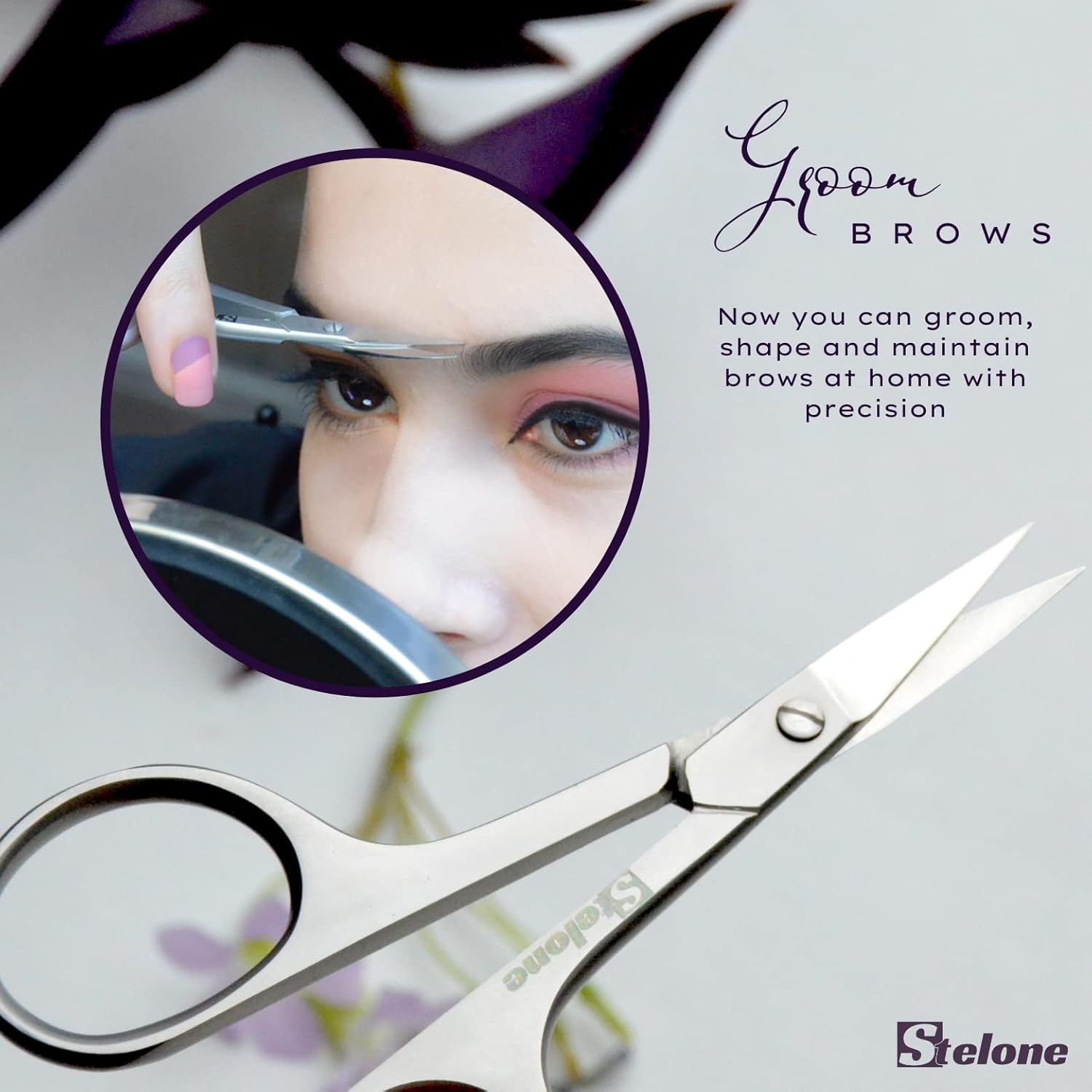 Multi pose Eyebrow Scissors Stainl Steel Curved Blade Cuticle
