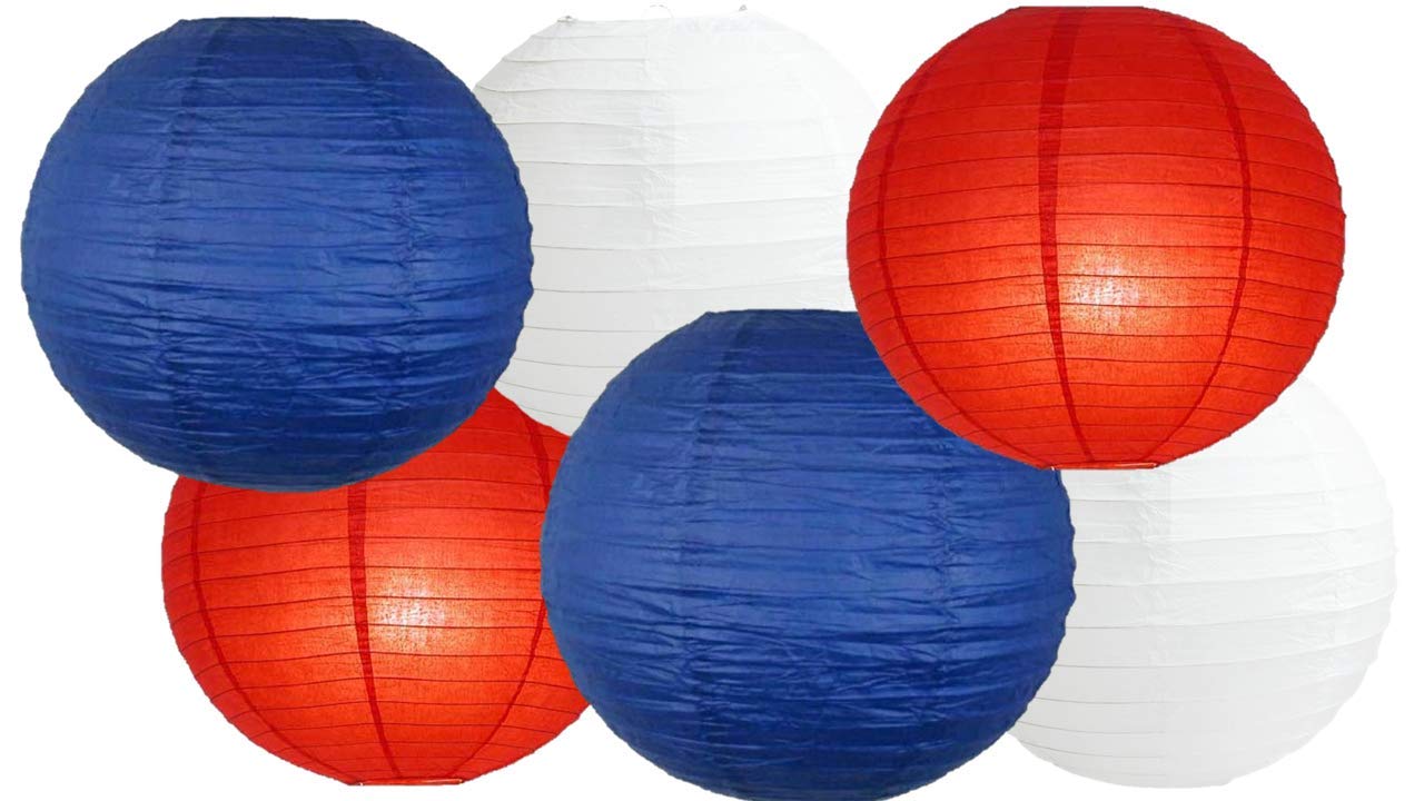 Paper Lanterns Mix Color Packs of 6 Round Paper Lanterns Lampshade (All Ivory/Cream, 12" (30 Cm)) — view 26