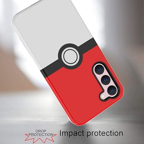 Miniatura 5 de Funda para Galaxy S23 Plus - Anime Cartoon Kawaii Rojo y Blanco Patrón de Bola Hard PC y Silicona Interior Hybrid Dual Armor Defender Case para
