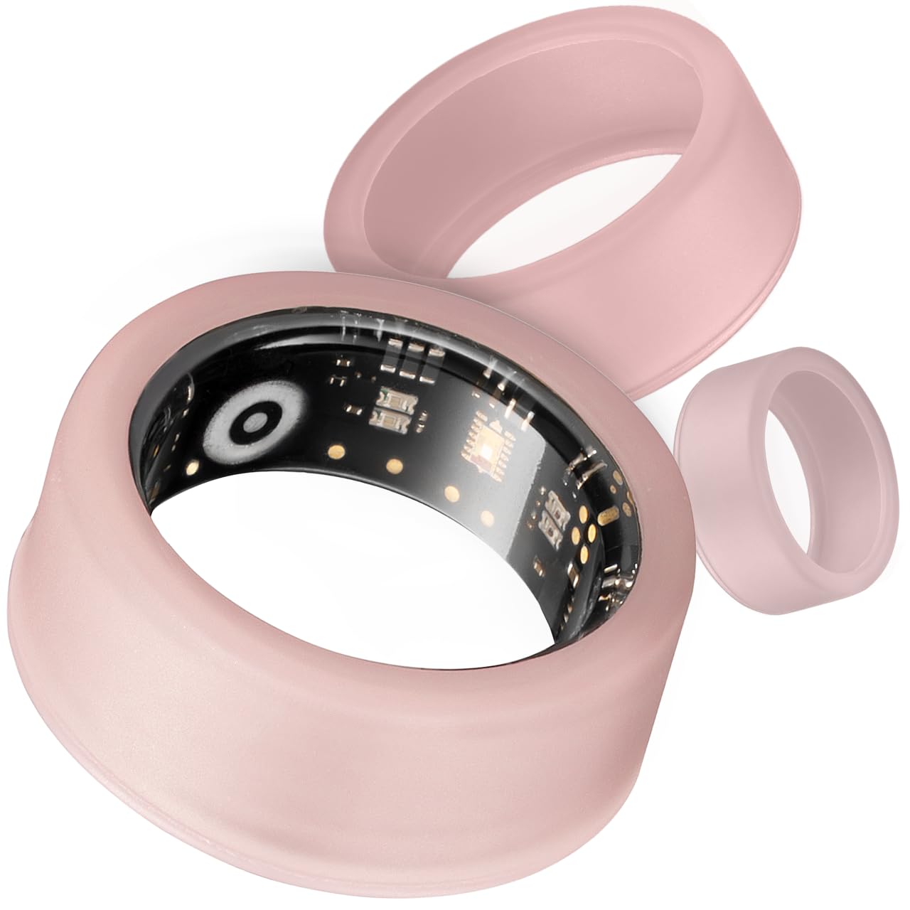 WuzuTech Herz P1 Ring Protector Rose – M/L Silicone Cover for Smart Rings (Set of 3) | Sweat & Scratch Resistant | Flexible Skin-Safe Shield for Fitness, Workouts & Daily Use