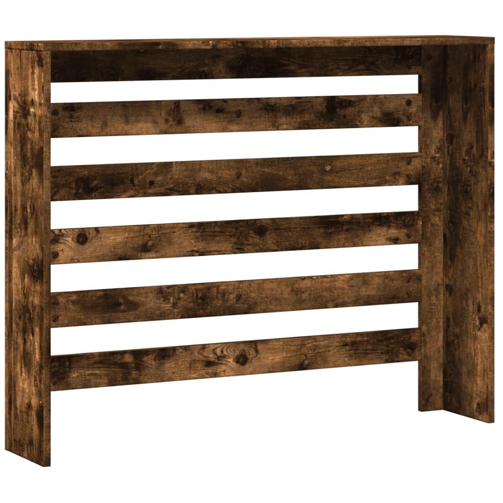Revestimiento para radiadores de roble ahumado, 104 x 20 x 82 cm, material de madera con diseño de lamas, práctico estante, soporte de pared incluido, apto para salón, baño y dormitorio