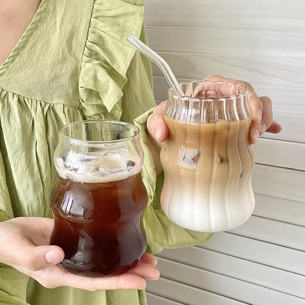 Amazon｜絶妙な リップルガラスカップ、レトロなガラス製品、アイスコーヒーグラス、ミルクマグ、ジュースカップ、飲料カップ、タンブラー、カクテルグラス  実用的｜タンブラーグラス オンライン通販