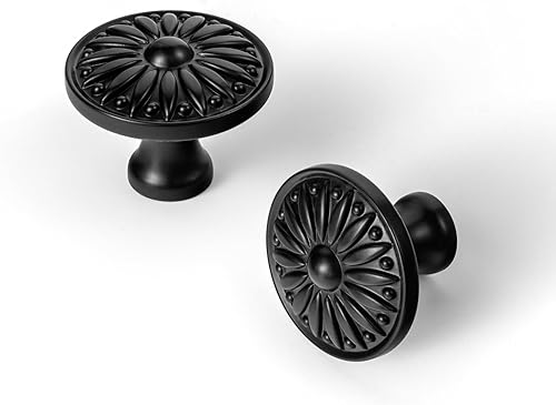 Miniatura 10 de Goo-Ki - Paquete de 6 pomos de gabinete estilo vintage de latón antiguo con diseño floral ornamentado y acabado desgastado para cajones y puertas de