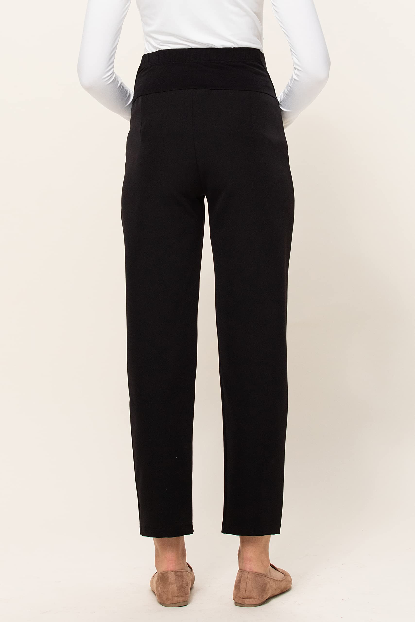 LaClef Women's Over The Belly Relaxed Fit Maternity Pants
