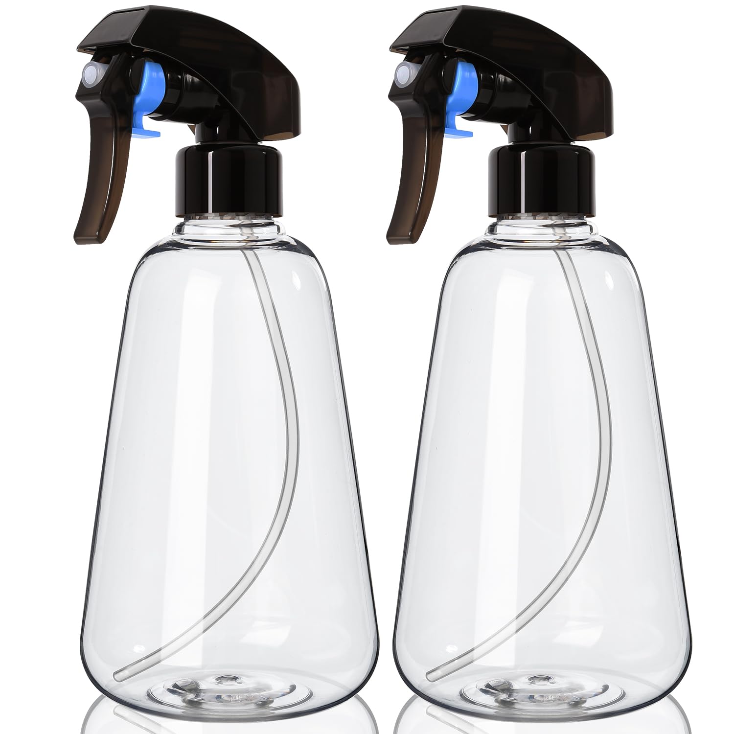 Spray Bottle 2 Pack, 16oz - Ultra Fine Mist, Plant Mister Hair Misting Empty Spray Bottles Indoor, Leak Proof Water Sprayer for Planting, Hair Care, Essential Oils, Cleaning Solutions (Clear)