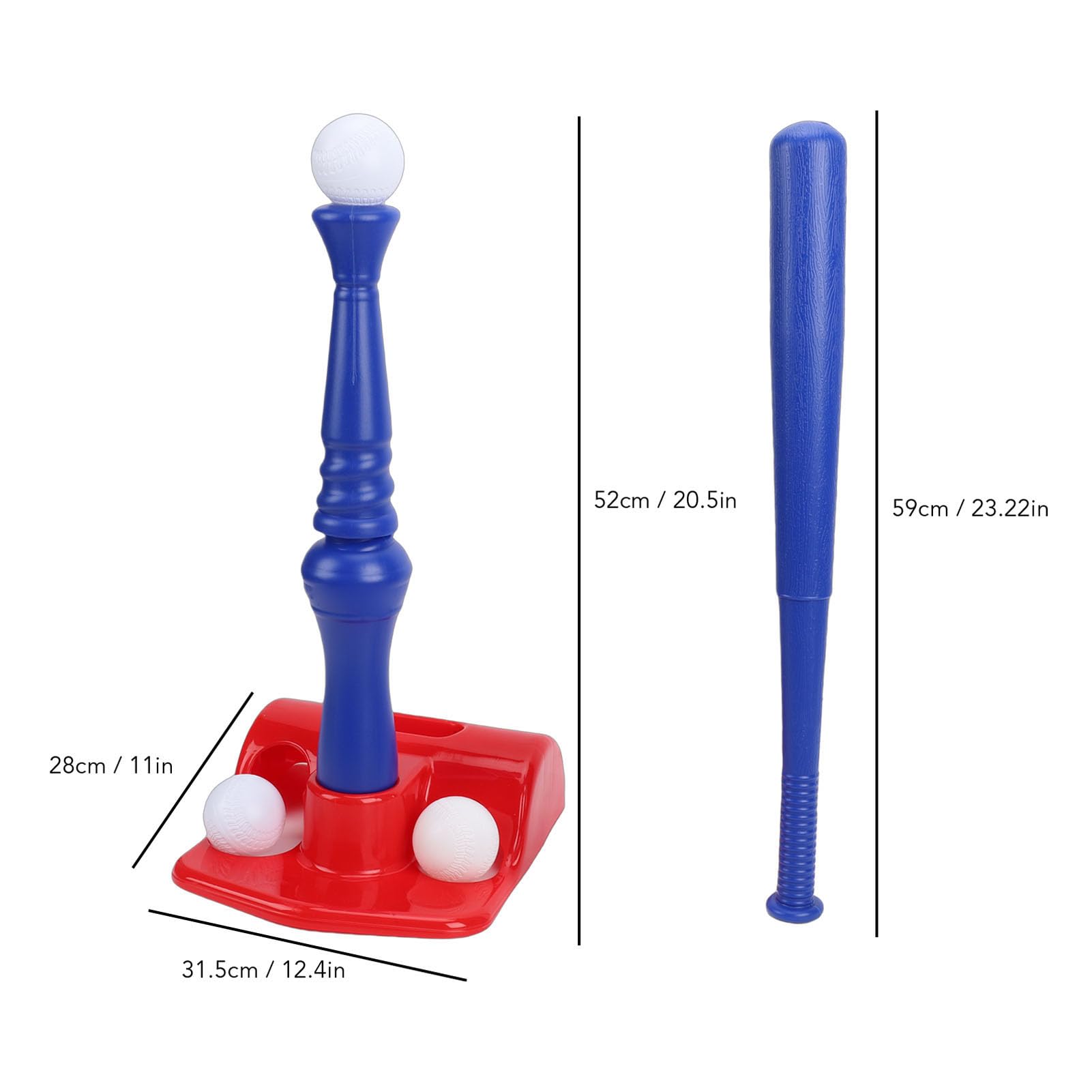 Asixxsix Ensemble de Tee-Ball pour Enfants, Ensemble D'entraînement de Baseball en Plastique de Conception Ergonomique pour Les Tout-Petits Garçons Filles, avec Hauteur Réglable