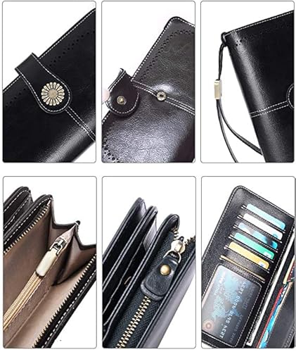 Umode Large Capacity Rfid Blocking Genuine Leather Wallets For Women With Wristlet Trifold Ladies Billfold With Zipper #TOP3