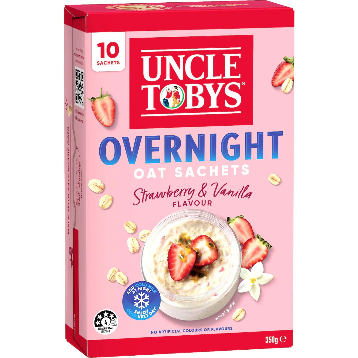 Uncle Tobys Overnight Oats 10 Sachets, Australian Made, Strawberry & Vanilla Flavour, No Artificial Colours or Flavours-image-10
