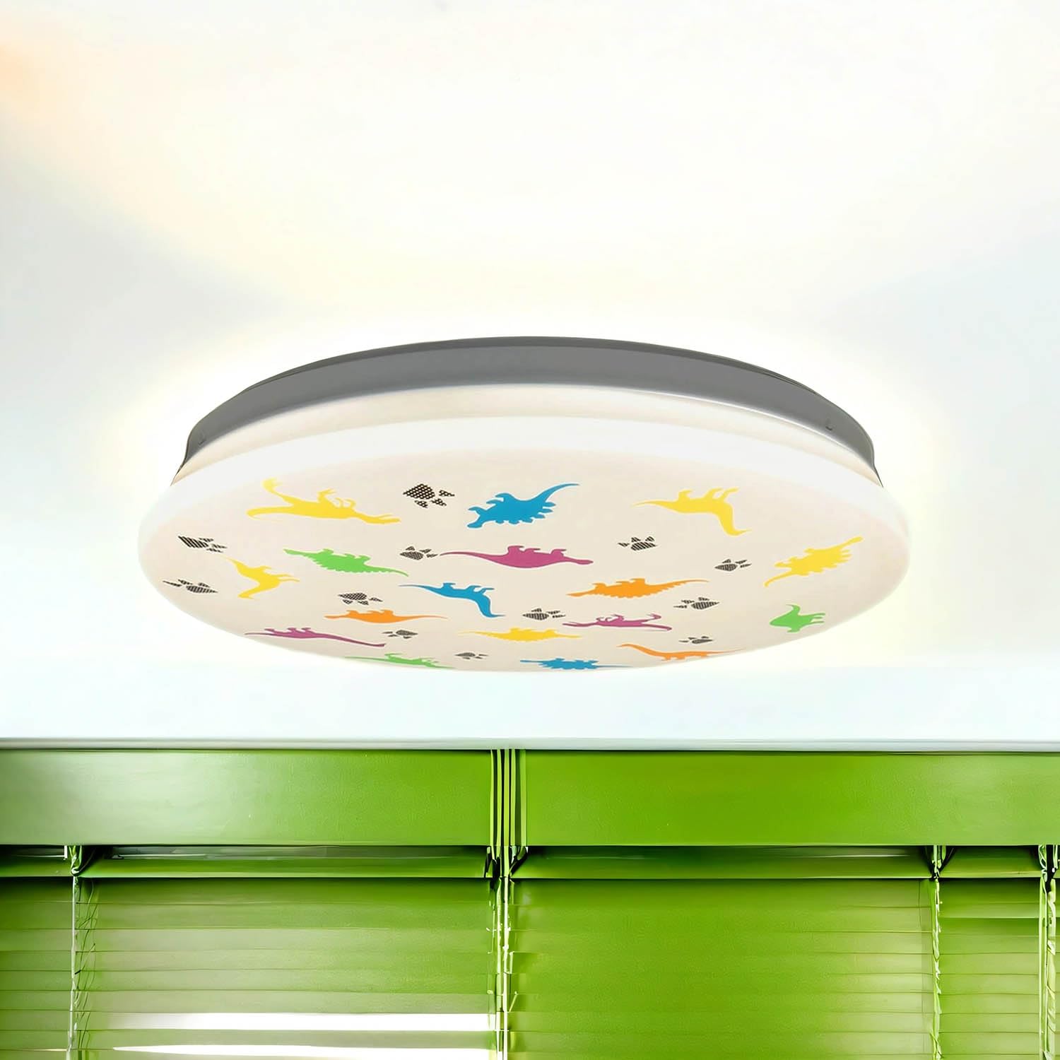 Plafoniera LED camera dei bambini IP44 Bianco Colorato Ø 33,5 cm 4000 K 1300 lm bianco neutro Dinosauro camera dei bambini lampada soffitto
