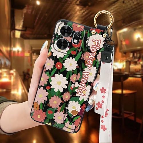 Phone Case Compatible with Honor Play60A, Oil Painting Dirt-resistant Waterproof Anti-knock Design Flower Kickstand Anti-dust Du