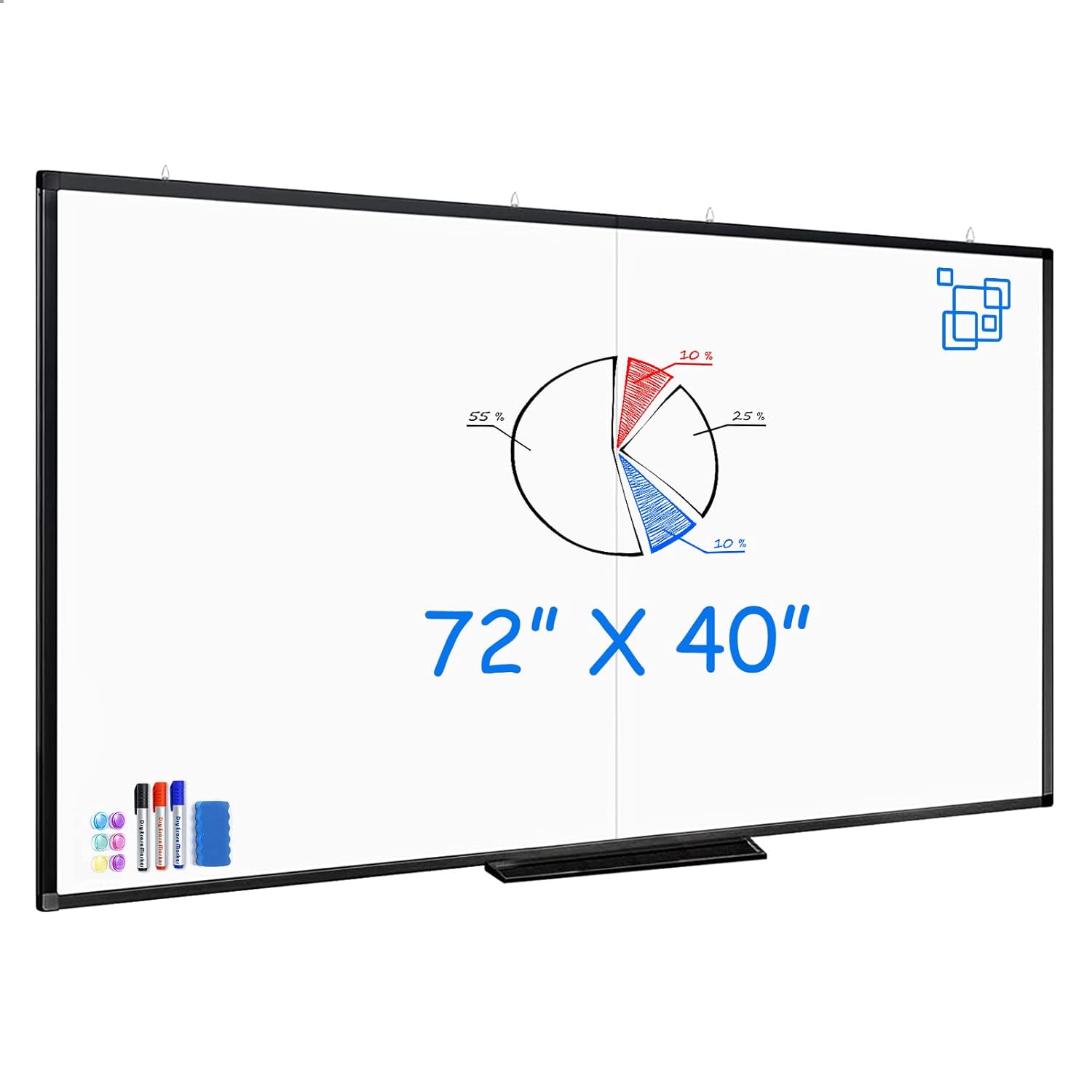 Large Whiteboard for Wall, maxtek 72 x 40 inches Dry Erase Board