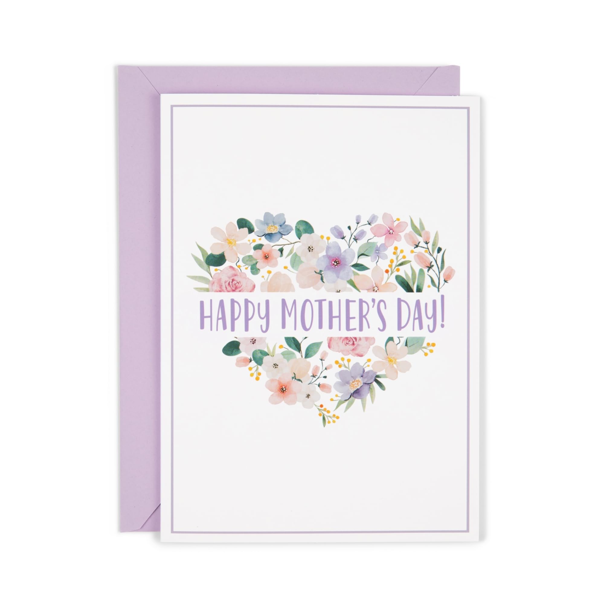 apearrie Mothers Day Card, Elegant Floral Heart Design, Thoughtful Greeting for Mom, Includes Envelope