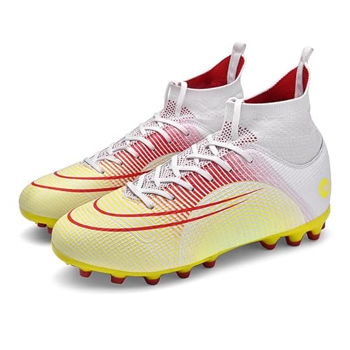 Liuliulife Soccer Cleats Mens Football Team Turf Lightweight Running Outdoor Comfortable Training Football Shoes For Boys High Top Soccer Shoes Men Yellow #TOP1