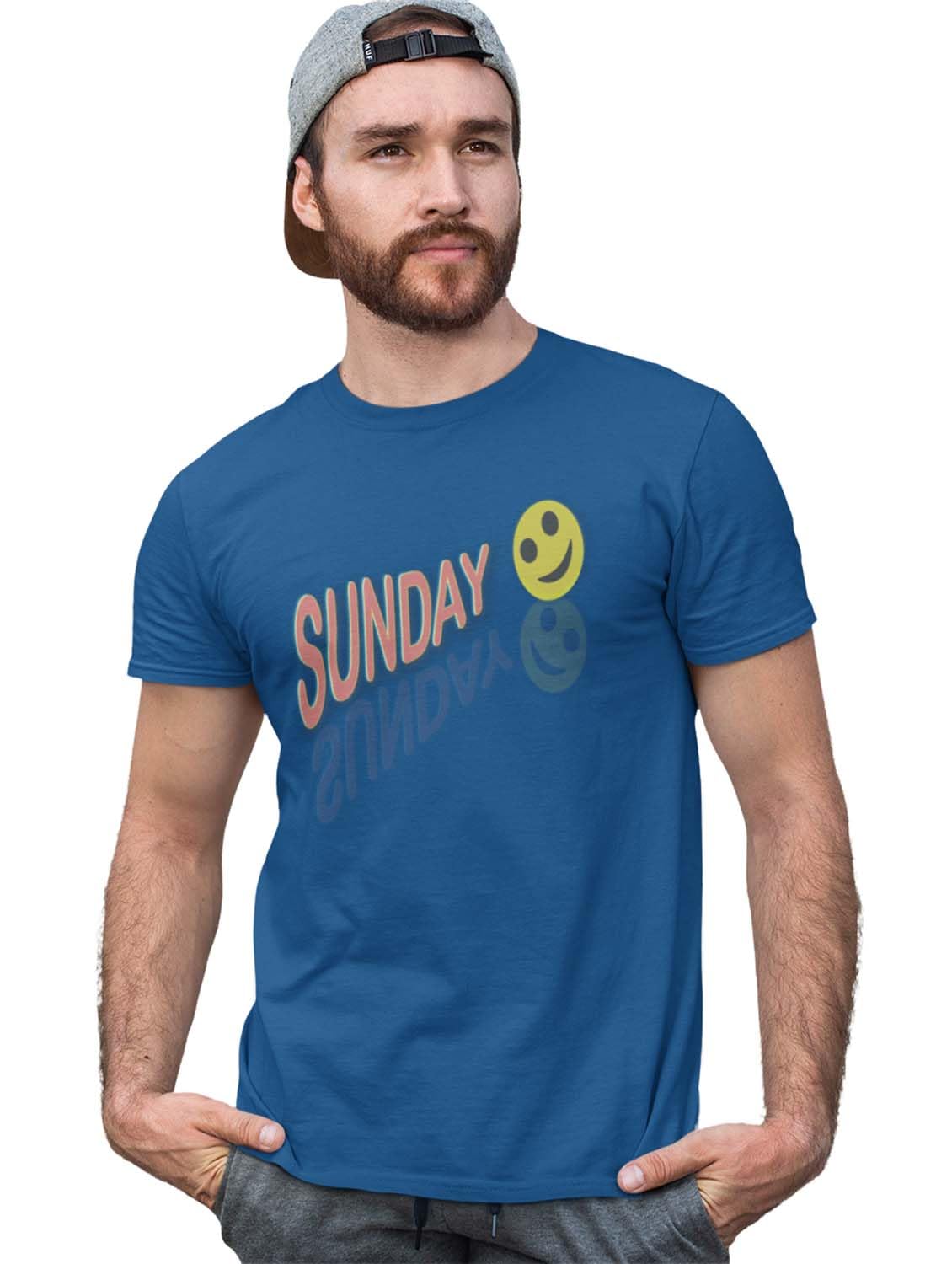 RUSHAAN Sunday Funday Emoji T-Shirt (Blue) - Clothes for Emoji Lovers - Foremost Gifting Material for Your Friends and Close Ones