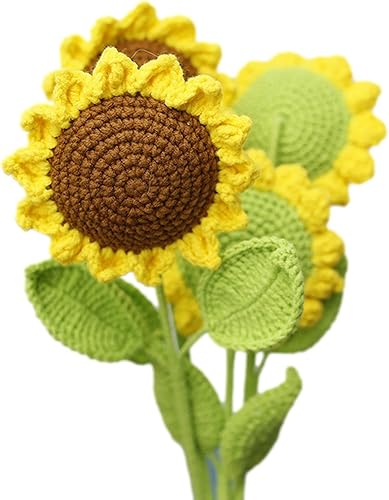 Miniatura 6 de Xuyuan Girasol de ganchillo, ramo de girasol de ganchillo eterno, decoración de girasol artificial, decoración de ganchillo de punto, decoración de