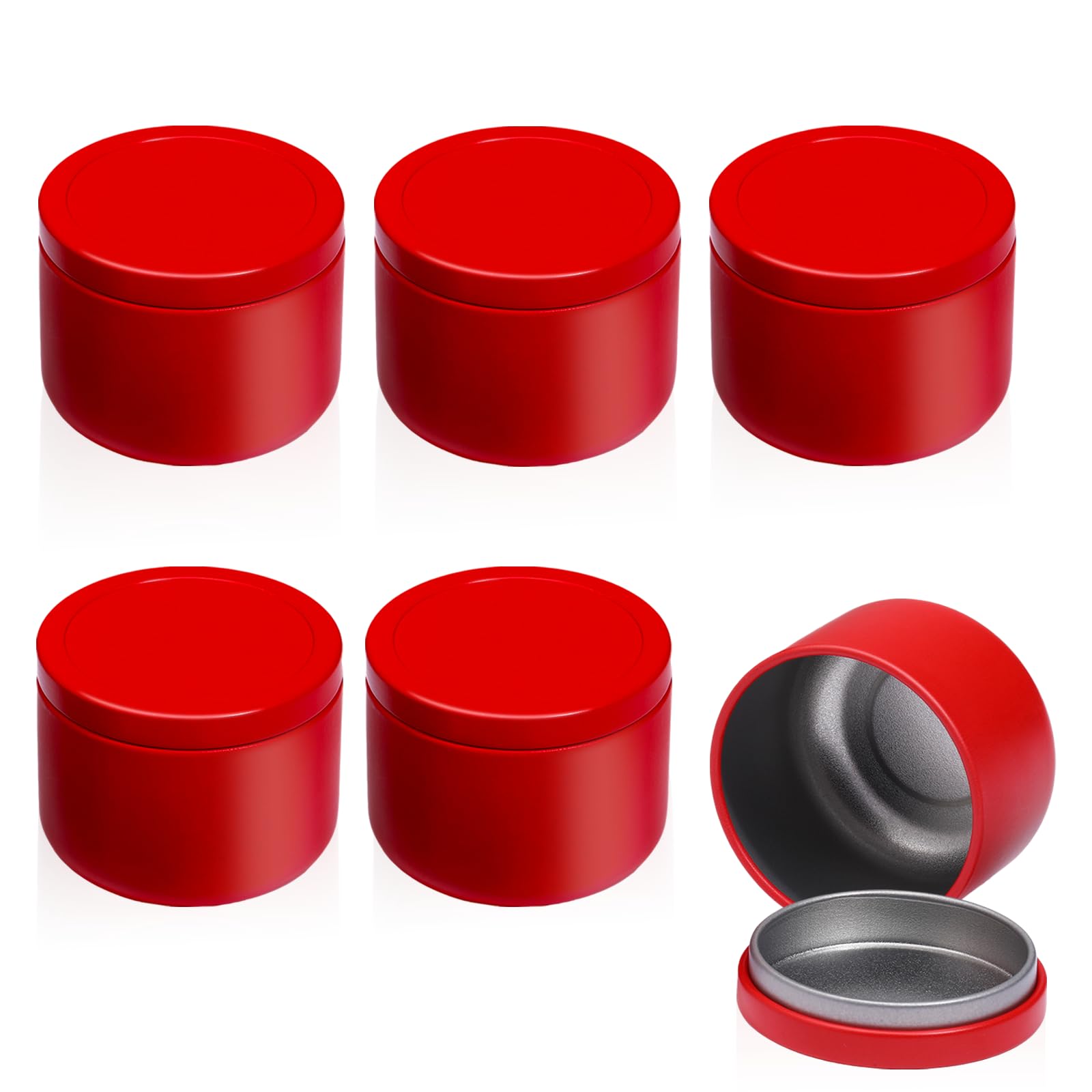 YASUOA 6 Pack Tea Jars Iron Jar Can for Loose Leaf Tinplate Storage Containers with Lids Mini Portable Box Candle Making Sealed Tins for Coffee Bean Sugar Candy Chocolate Spices Red