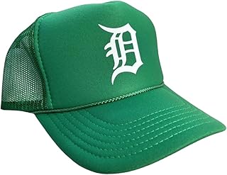 Detroit Old English D Motor City Kelly Green Trucker Hat Mesh Back Adult Size High Crown