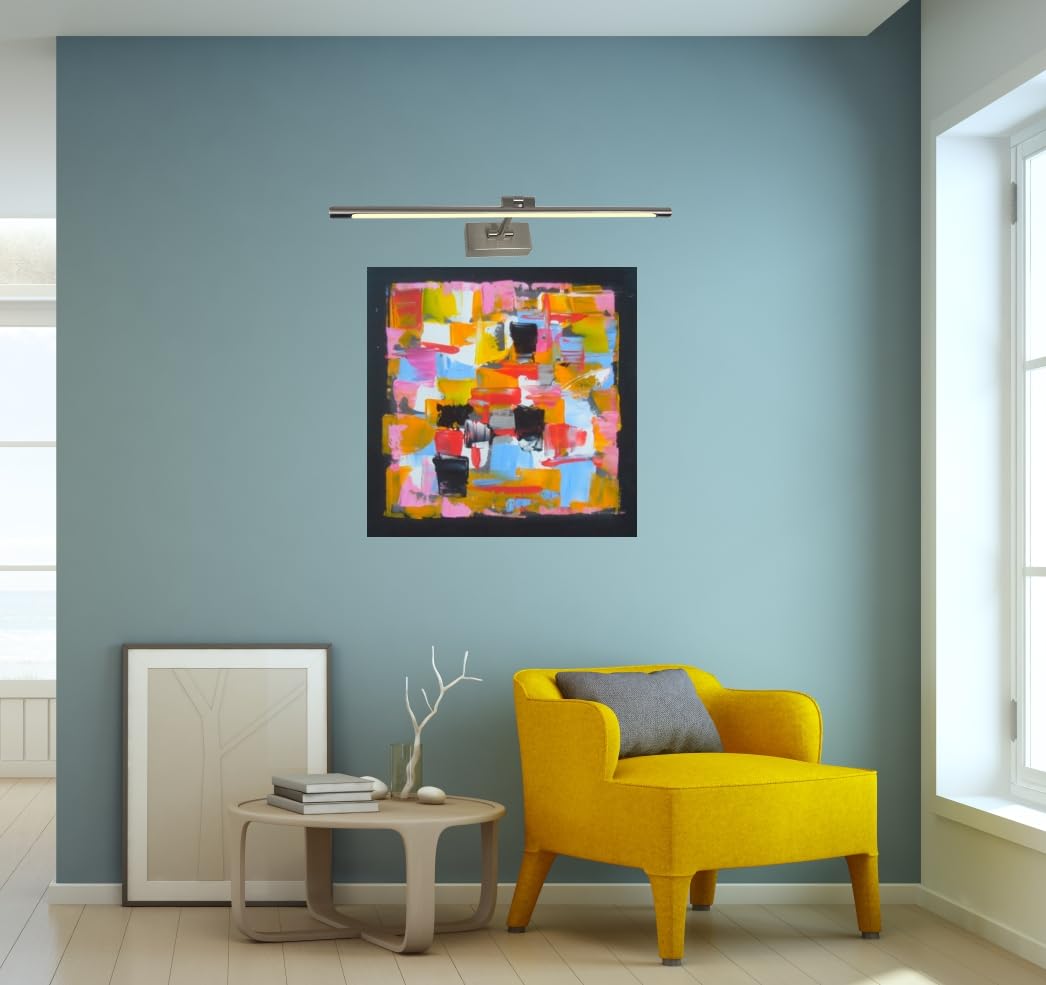 LED-Wandleuchte zur Beleuchtung von Bildern, Spiegeln, Wandgemälden, traditionell und elegant, 8 W, warmer Lichtton 3000 K, mattes Nickel, gelenkig und verstellbar. 48cm