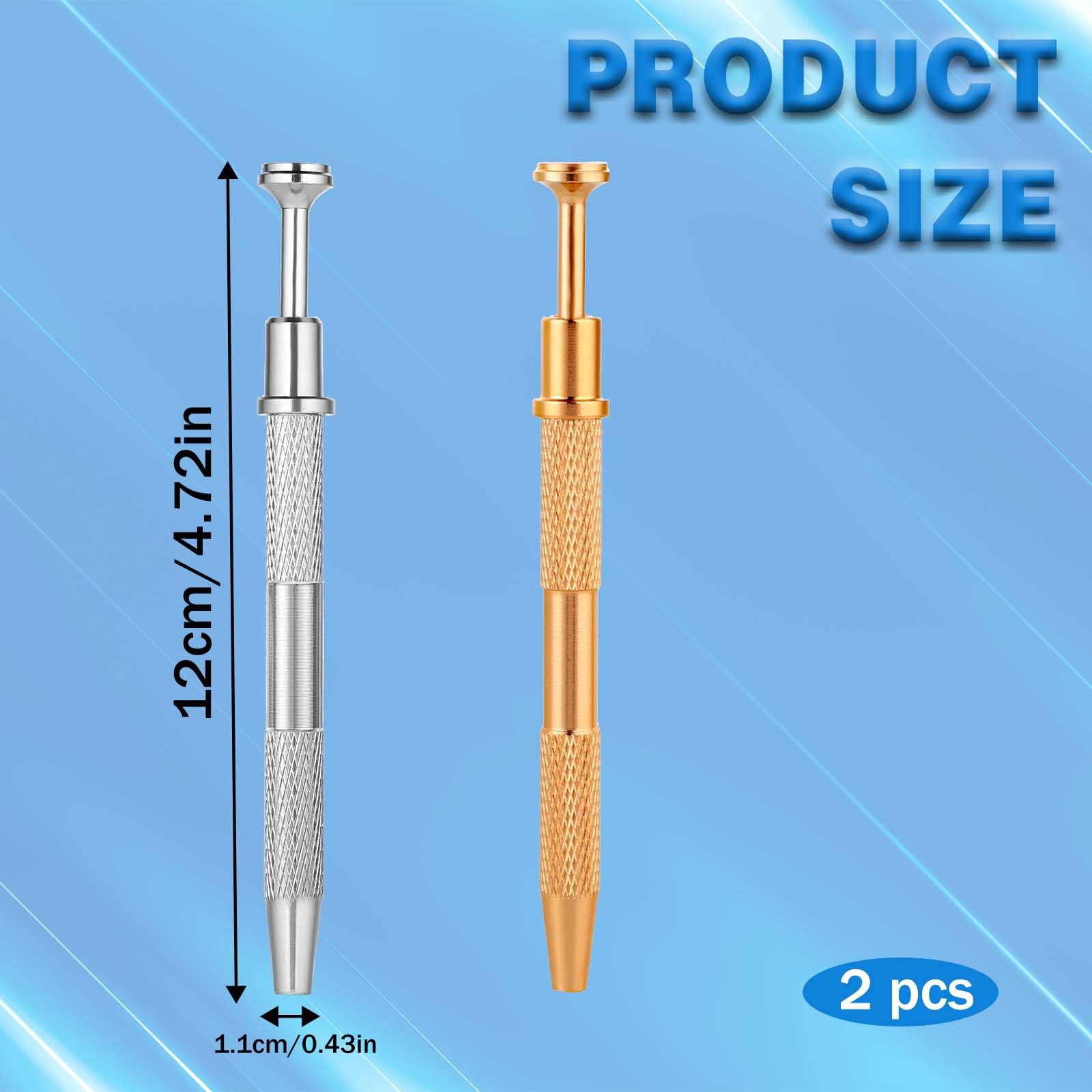 ZEYIYER 2PCS Piercing Ball Grabber Tool, Stainless Steel 4-Claw Pick up Tool, Piercing Ball Screw on Tool Pickle Grabber for IC Chip Electronic Small Parts Pearl Bead Pickup (Gold & Silver)