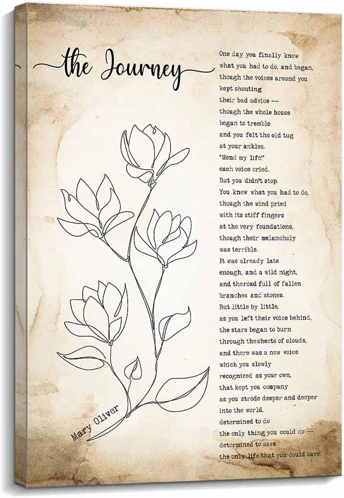 Amazon.com: The Journey Poem Wall Decor Mary Oliver Quotes Wall Art ...