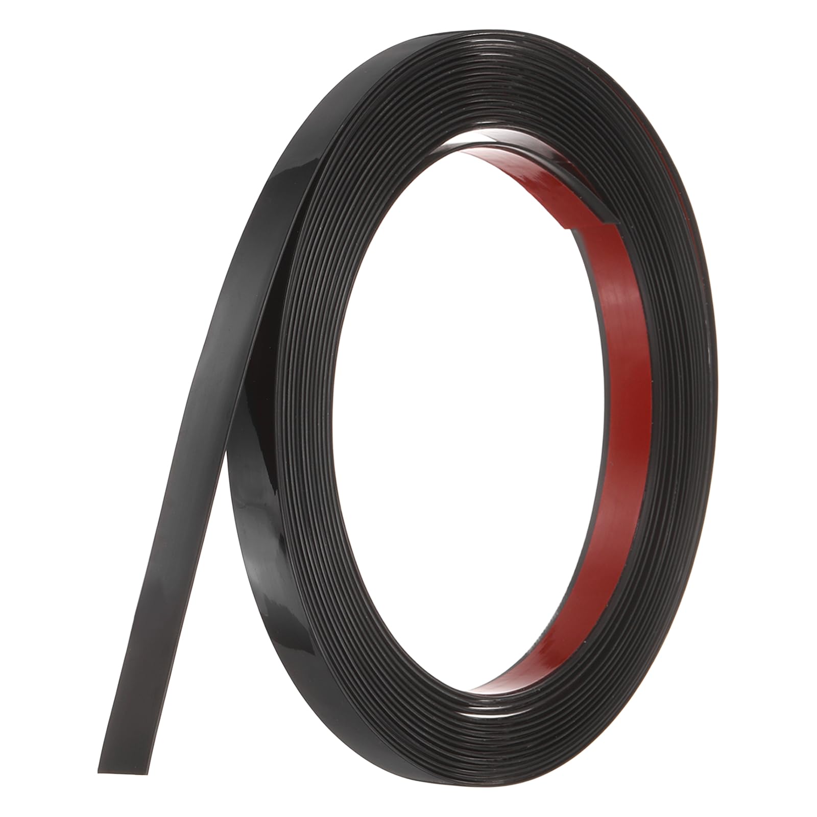 sourcing map Black Peel and Stick Molding Trim, 0.6 Inch x 19.7 ft Self-Adhesive Mirror Tape, Flexible PVC Border Strip for Wall Decoration Tile Edge Ceiling Floor Frame Furniture Decoration