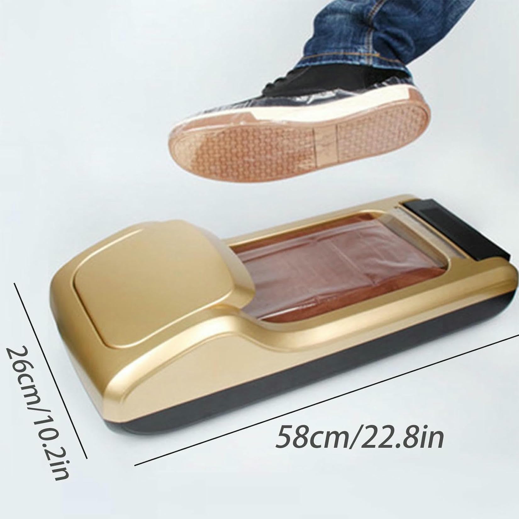 Dispenser Automatico di Copriscarpe,Copriscarpe con 3 Rotoli di Copertura in plastica Antiscivolo, Copriscarpe in plastica USA e Getta per casa, Ufficio,Fabbrica,d'oro