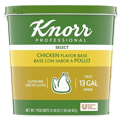 Knorr Base de caldo de pollo profesional seleccionada, sin gluten, sin sabores artificiales, 0.00 oz de grasa trans, 1.99 libras, paquete de 6