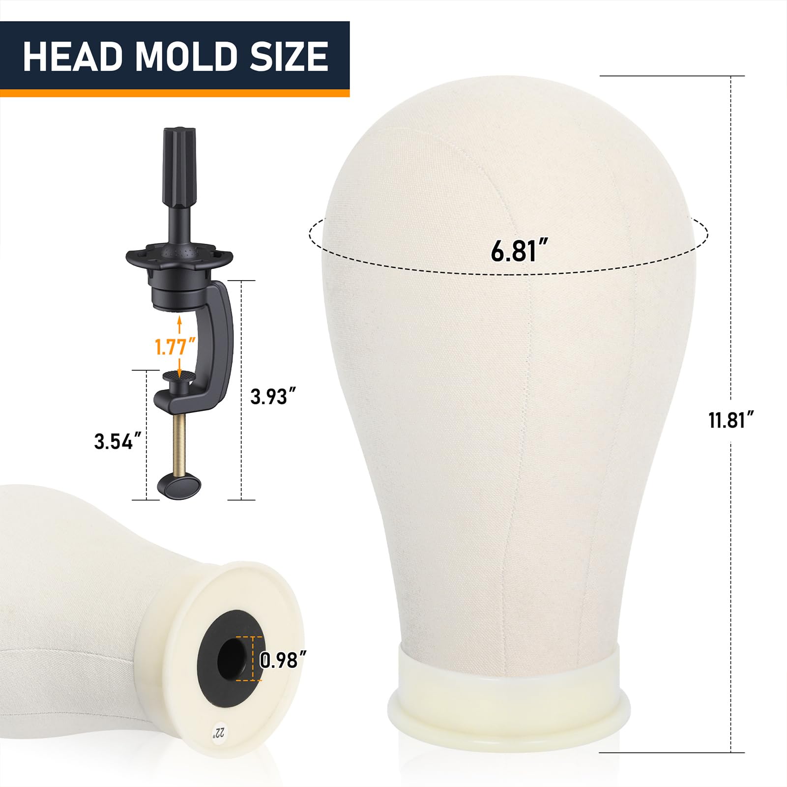 Hemndic Wig Stand with 22-Inch Canvas Mannequin Head