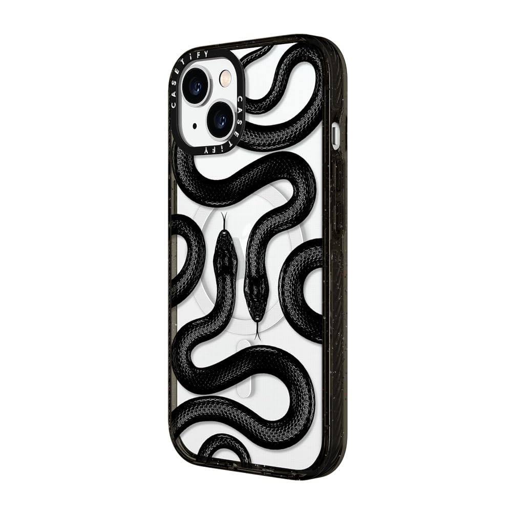 CASETiFY Impact - Funda para iPhone 15 [Grado militar 4X probado contra caídas/protección contra caídas de 2.5 metros/compatible con Magsafe] - Estampado de animales - Serpiente real negra - Negro